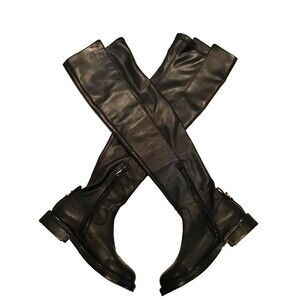 Sam Edelman Over The Knee Black Leather Boots sz 5.5 Flat Riding